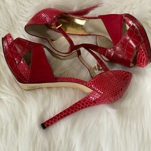 Michael Kors red peep toe heels